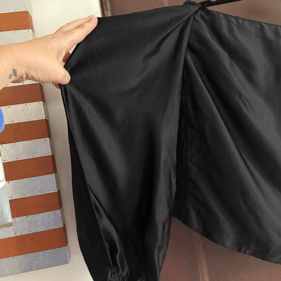 ELIZABETH and JAMES | Black Satin Nolita Off the shoulder Blouse | Medium - Picture 3 of 6